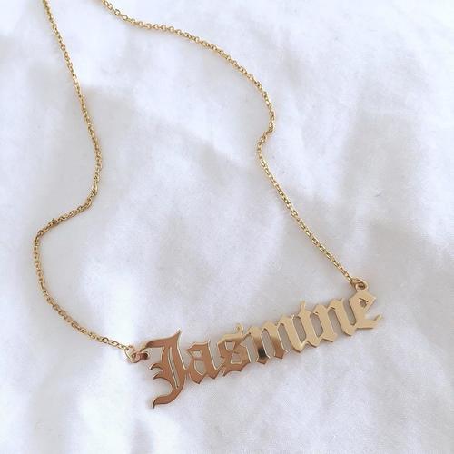 Old English Custom Name Necklace - Gold 
