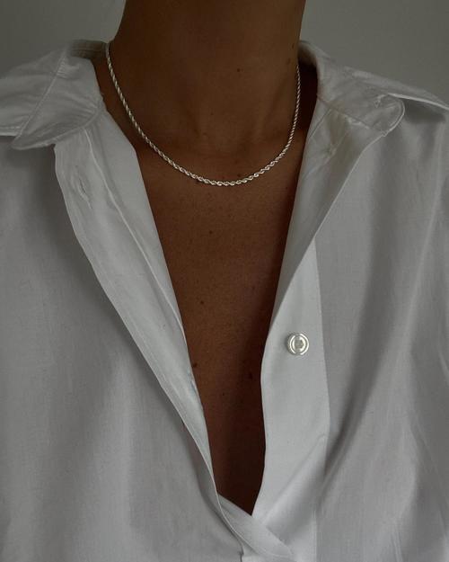 Silver Thin Rope Chain Necklace - Muli 